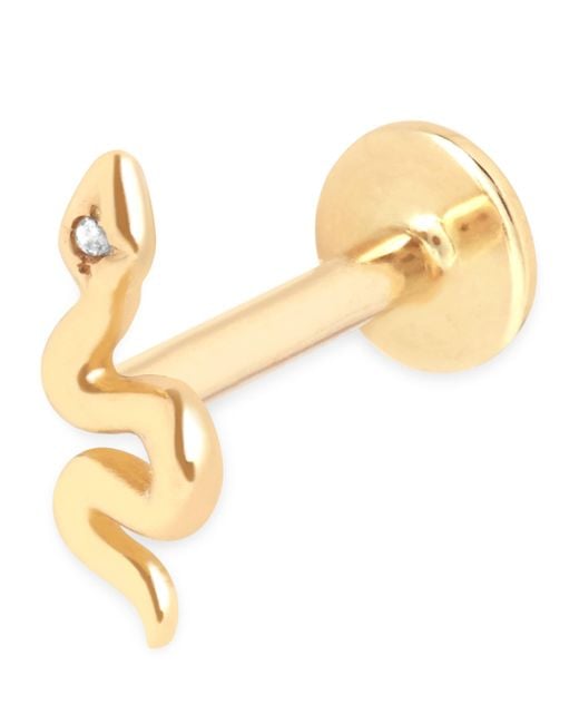 Astrid & Miyu Metallic And Topaz Single Snake Stud Earring