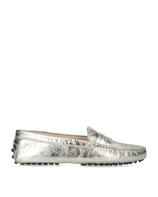 Tod's White Leather Gommino Driving Shoes