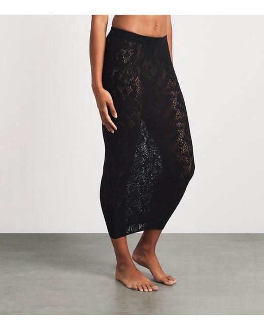 Wolford Black Infinite Rose Net Skirt