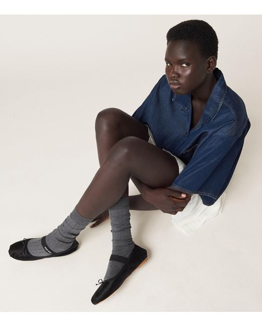 Miu Miu Black Satin Ballet Flats