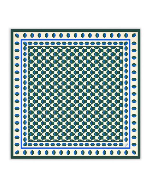 Weekend by Maxmara Green Silk Geometric Print Scarf