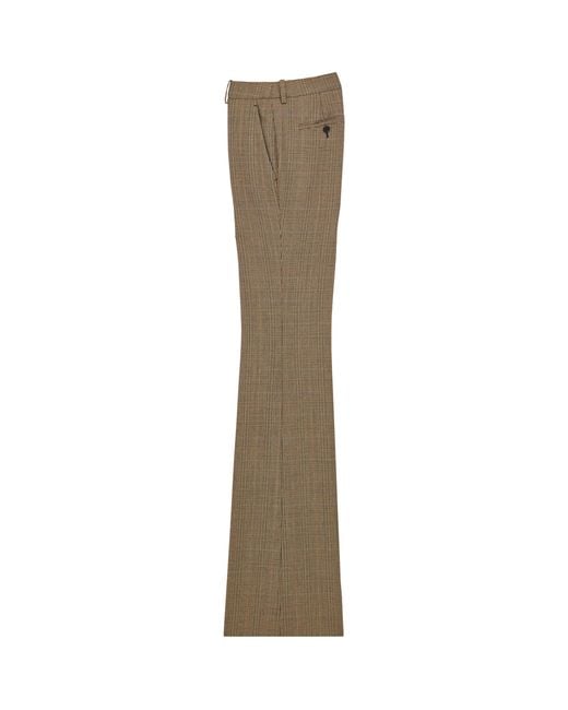 Saint Laurent Gray Wool Check Flared Trousers