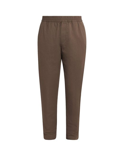 Sunspel Brown Cotton-Linen Straight Trousers for men