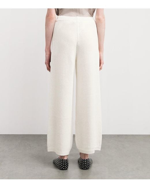Iris Von Arnim White Knitted Payten Wide-Leg Trousers