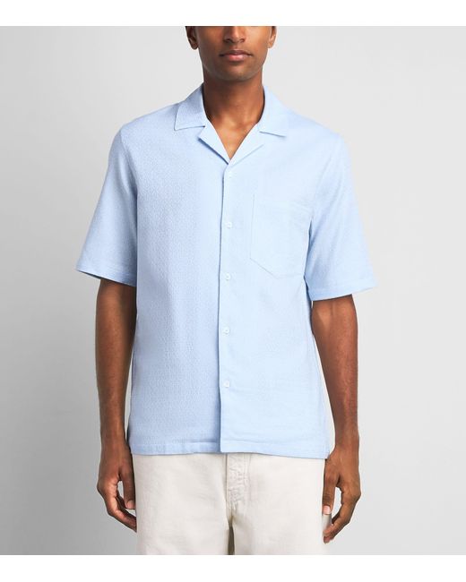 Samsøe & Samsøe Blue Organic Cotton Jacquard Saoscar Shirt for men