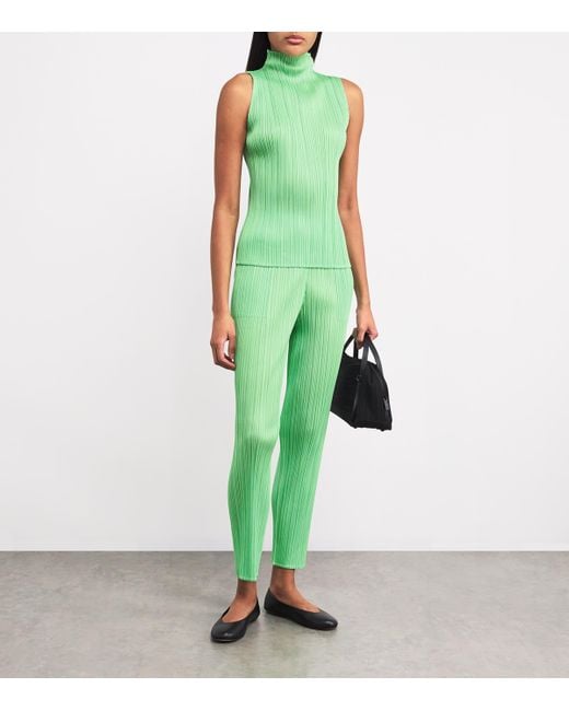 Pleats Please Issey Miyake Green New Colorful Basics 4 Sleeveless Top