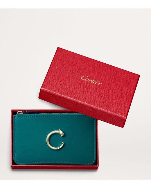 Cartier Green Panthère De Zipped Card Holder