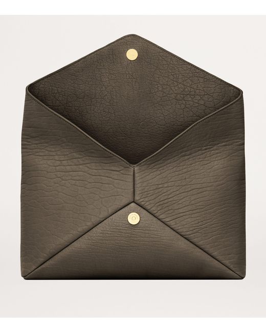 Saint Laurent Brown Leather Cassandre Envelope Pouch