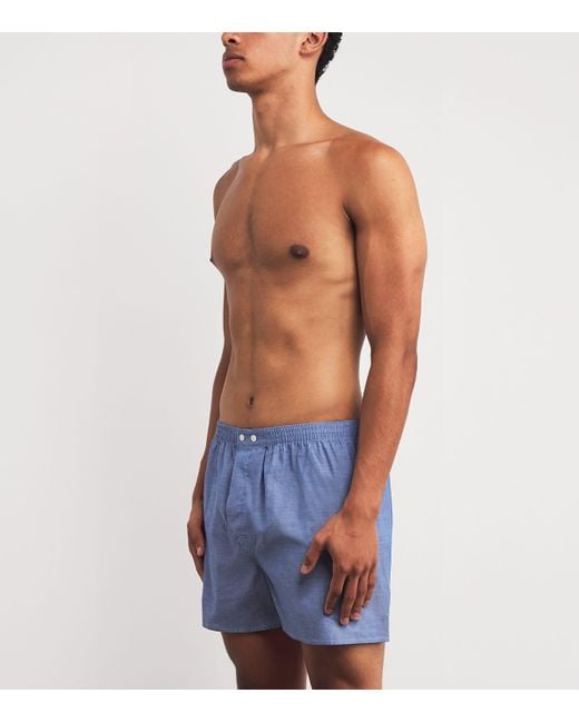 Derek Rose Blue Cotton Traditional Amalfi Boxer Shorts for men