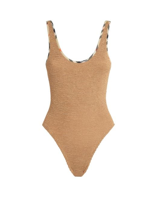 Hunza G Brown X Burberry Check-Trim Faye Swimsuit