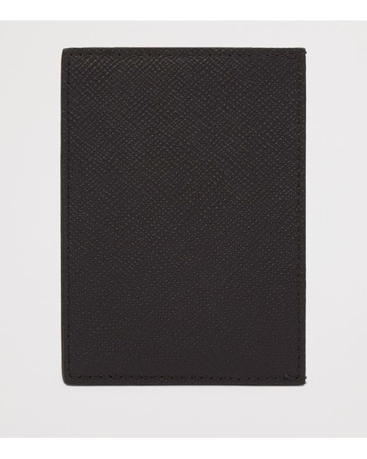 Smythson Black Panama Leather Compact Card Holder for men