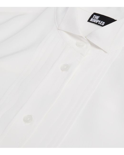 The Kooples White Silk Pleated Shirt
