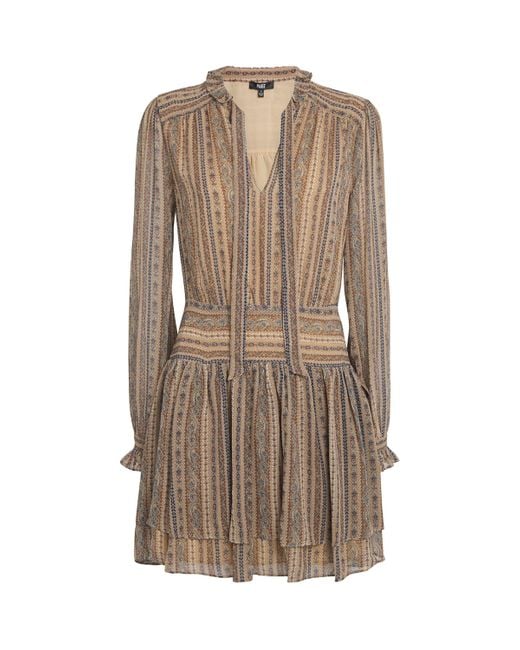 PAIGE Brown Silk Nantes Mini Dress