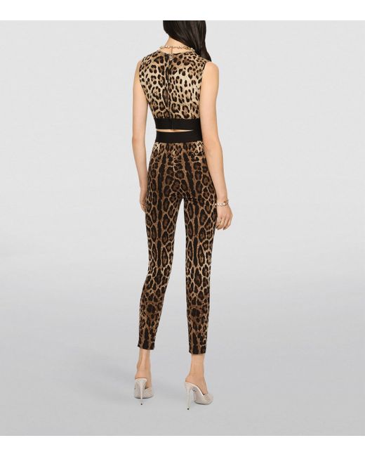 Dolce & Gabbana Multicolor Leopard-Print Charmeuse Top