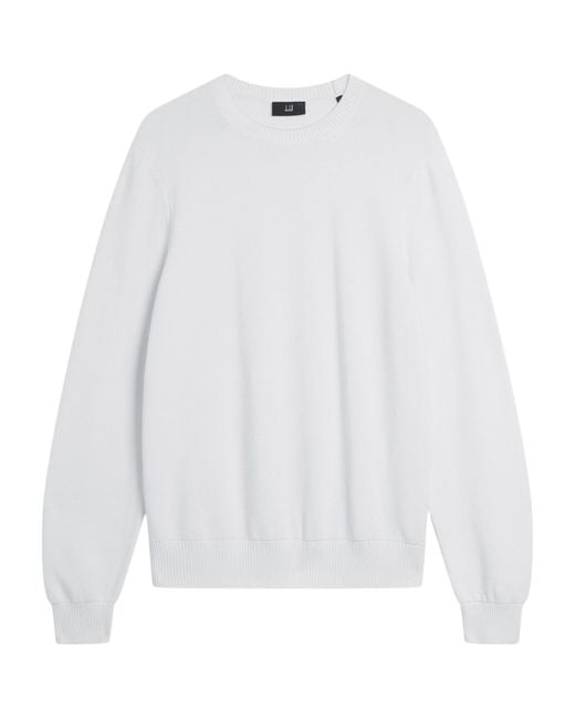 Dunhill White Cotton Crew-Neck Sweater for men