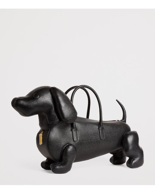 Thom Browne Black Leather Hector Top-Handle Bag