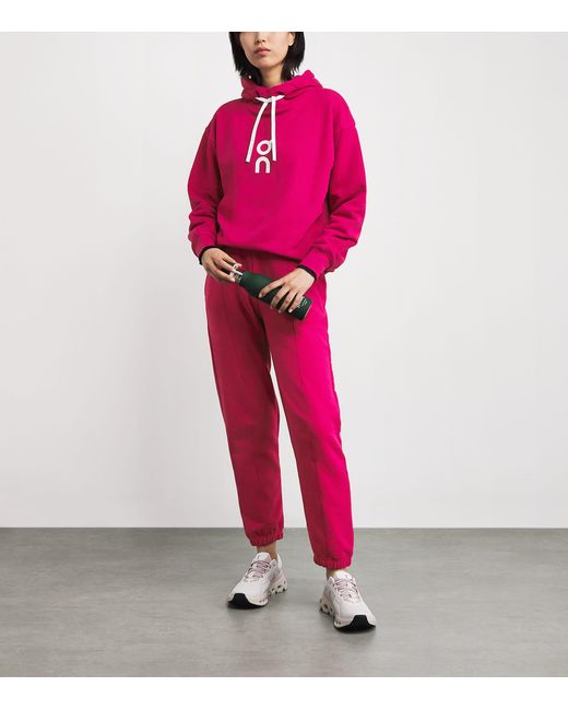 On Shoes Red Organic Cott-Blend Club Hoodie