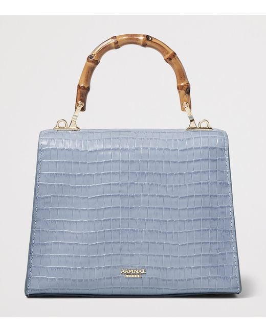 Aspinal Blue Midi Leather Mayfair 2 Top-Handle Bag
