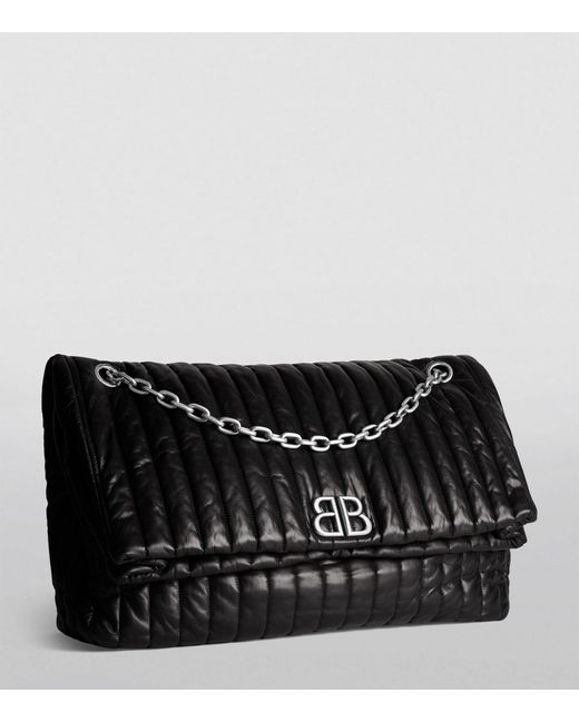 Balenciaga Black Large Quilted Leather Monaco Shoulder Bag