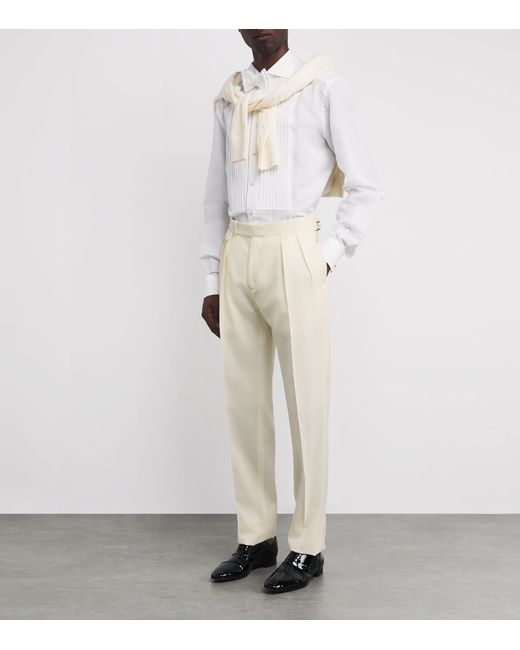 Polo Ralph Lauren White Wool Tuxedo Trousers for men