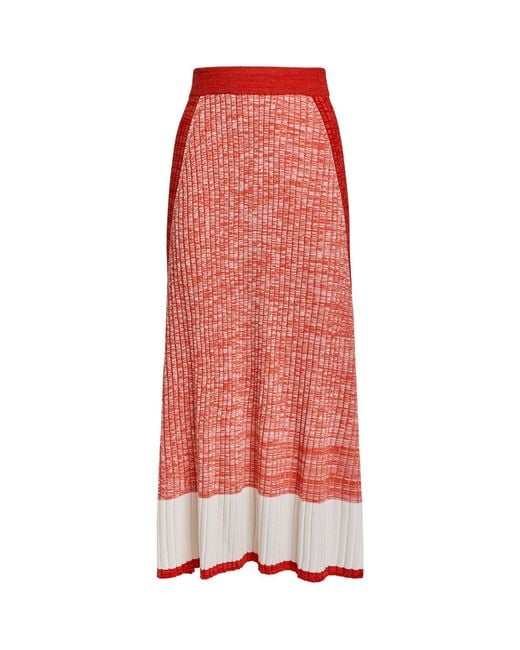 ME+EM Red Me+em Rib-knit Midi Skirt