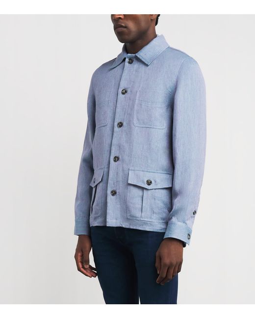 Jacob Cohen Blue Linen Overshirt for men