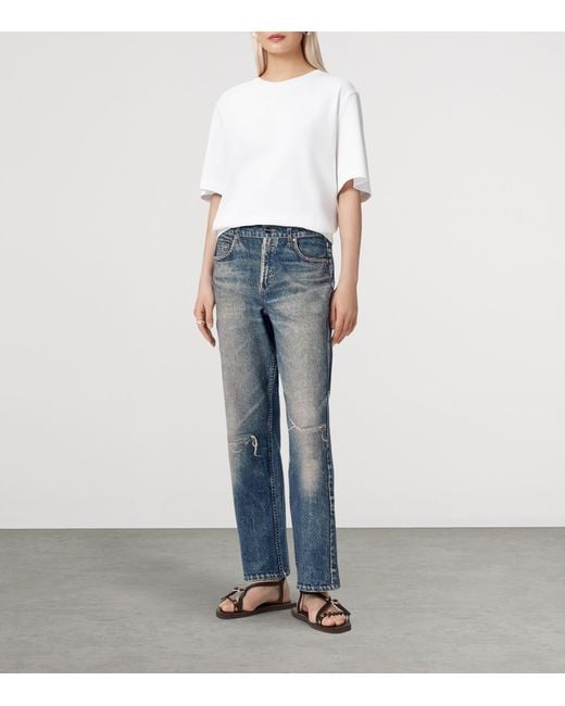 AllSaints Blue Denim Illusion Print Ida Trousers