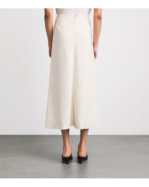 Khaite White Double-Layered Midi Skirt