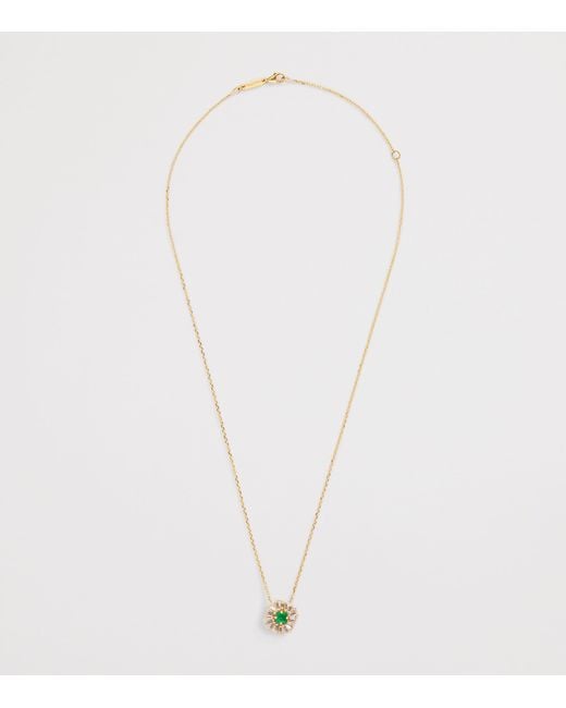 Suzanne Kalan Metallic Diamond And Emerald Princess Flower Necklace