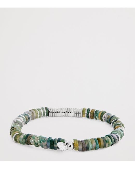 Tateossian Green Sterling And Moss Agate Constellation Bracelet for men