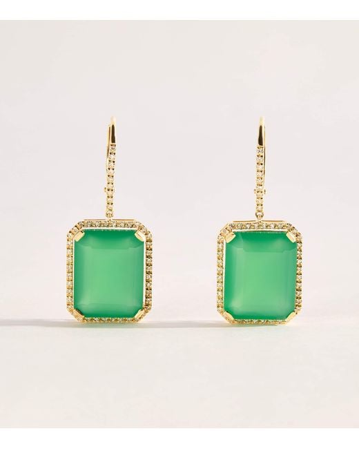 SHAY Green Diamond And Onyx Portrait Earrings