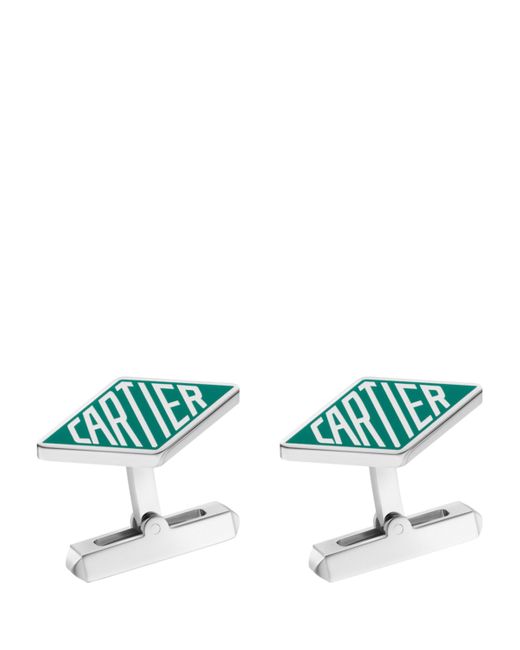 Cartier Green Sterling Losange Cufflinks for men