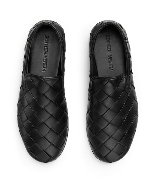 Bottega Veneta Black Leather Intrecciato Sunday Slippers