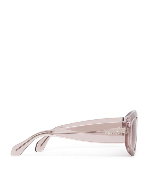 Alaïa Pink Acetate Aviator Mask Sunglasses
