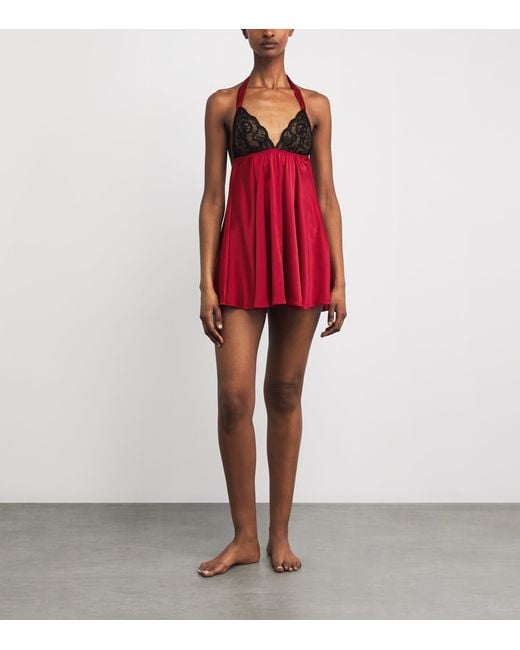 Gilda & Pearl Red Silk Muse Babydoll Slip Dress