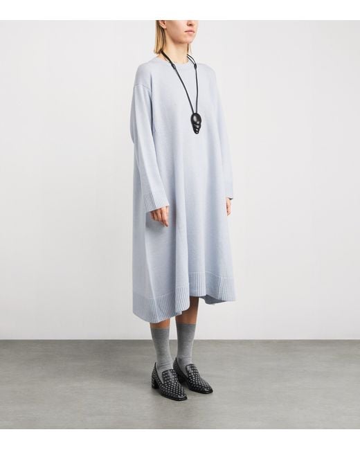 Eskandar Gray Cashmere A-Line Sweater Dress