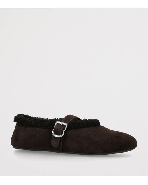 Alaïa Black Shearling Ballet Flats