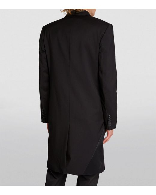 Helmut Lang Black Satin Stripe Tuxedo Overcoat for men