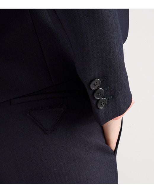 Prada Blue Wool Tailored Trousers