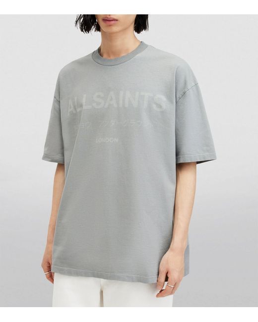 AllSaints Gray Organic Cotton Laser T-shirt for men