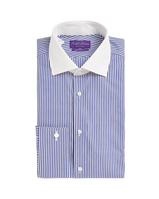 Ralph Lauren Blue Cotton Bengal-Stripe Dress Shirt for men