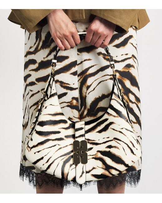 Ganni Natural Small Zebra Kat Shoulder Bag