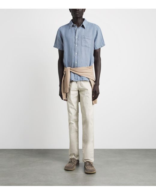 Citizens of Humanity Blue Linen Short-Sleeve Shirt for men