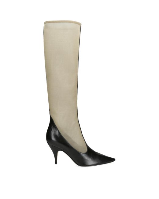 The Row Brown Mesh Knee-High Boots