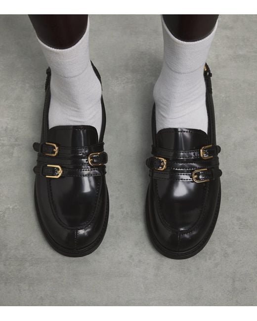 Sandro Black Leather Buckled Loafers