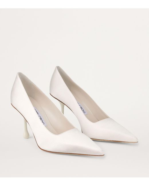 Jimmy Choo White Ixia 80 Satin Pumps