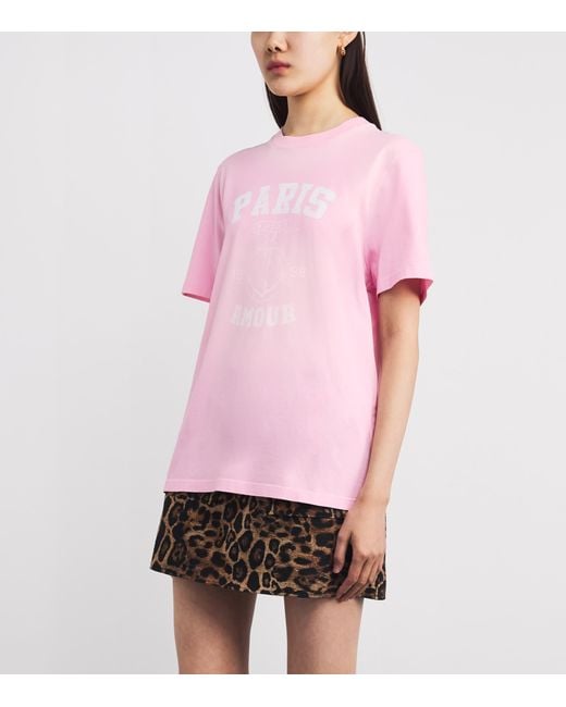Maje Pink Cotton Paris T-Shirt