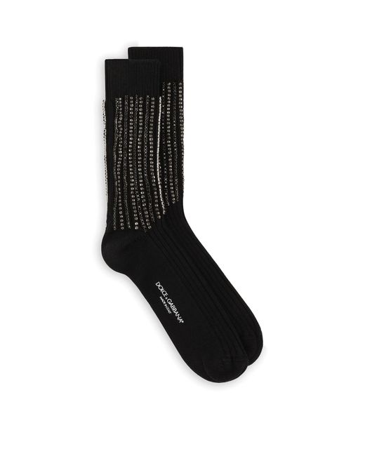 Dolce & Gabbana Black Diamanté-embellished Ankle Socks for men