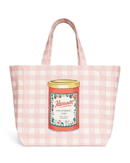 Harrods Pink Cotton Canvas Jam Tote Bag