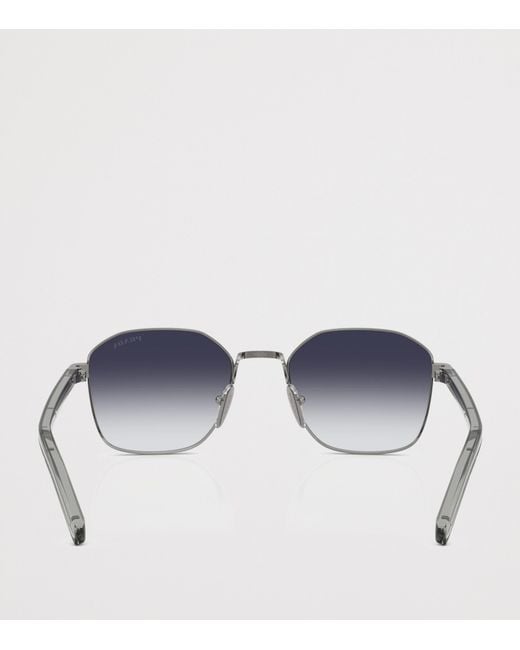 Prada Blue Metal Geometric Sunglasses for men